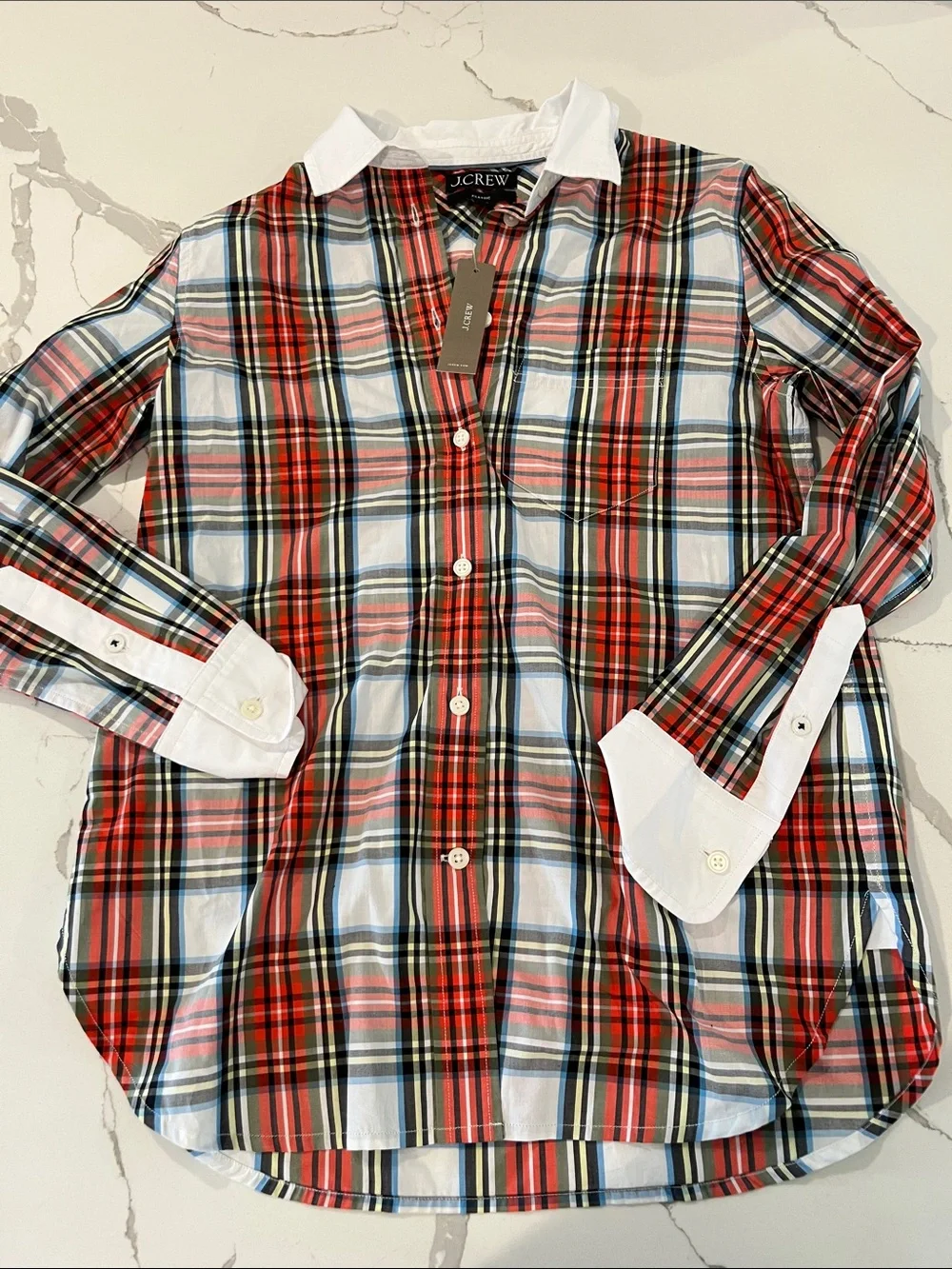 J.Crew Classic-Fit Cotton Poplin Shirt in Snowy Stewart Tartan